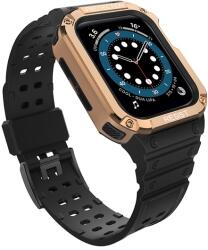 gigapack Pótszíj (egyedi méret, szilikon, közepesen ütésálló, állítható + szilikon keret) FEKETE / ROZÉARANY Apple Watch Series 4 44mm, Apple Watch Series 5 44mm, Apple Watch Series 1 42mm, Apple W (GP-141538)