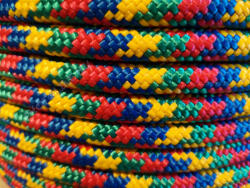  PP fonatolt kötél 10 mm, piros+sárga+kék+zöld