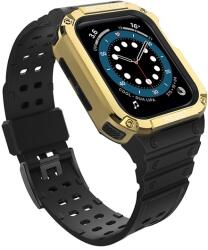 gigapack Pótszíj (egyedi méret, szilikon, közepesen ütésálló, állítható + szilikon keret) FEKETE / ARANY Apple Watch Series 4 40mm, Apple Watch Series 5 40mm, Apple Watch Series 1 38mm, Apple Watch (GP-141529)