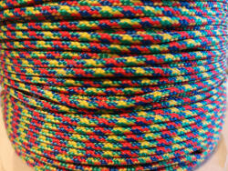 PP fonatolt kötél 4 mm, piros+sárga+kék+zöld