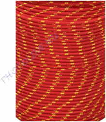 PP fonatolt kötél piros, 4 mm, sárga jelölőszínnel