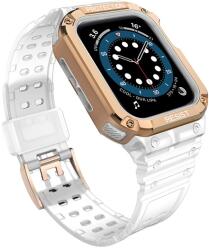 gigapack Pótszíj (egyedi méret, szilikon, közepesen ütésálló, állítható + szilikon keret) ÁTLÁTSZÓ / ROZÉARANY Apple Watch Series 4 44mm, Apple Watch Series 5 44mm, Apple Watch Series 1 42mm, Ap (GP-141549)