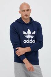 Adidas pamut melegítőfelső sötétkék, férfi, nyomott mintás, kapucnis - sötétkék L