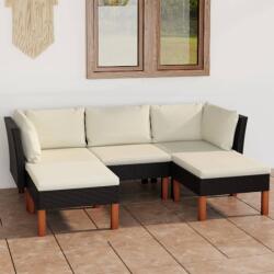 vidaXL 5 részes fekete polyrattan párnákkal 3059733
