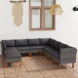 vidaXL 9 részes szürke polyrattan párnákkal 3059721