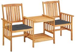 vidaXL Tömör akácfa székek teázóasztallal és párnákkal 3061290