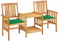 vidaXL Tömör akácfa székek teázóasztallal és párnákkal 3061280