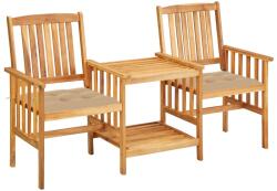 vidaXL Tömör akácfa székek teázóasztallal és párnákkal 3061293