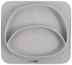 FreeON Farfurie compartimentata din silicon fara BPA, FreeON, 26 x 23 x 2.6 cm, Teddy Bear Grey (39678)