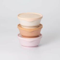 Miniware Set 3 boluri cu capac hrana bebelusi Miniware, 100% din materiale naturale biodegradabile, Cotton Candy+Toffee+Vanilla (mw_MWCB3CTV) Set pentru masa bebelusi