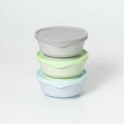 Miniware Set 3 boluri cu capac hrana bebelusi Miniware, 100% din materiale naturale biodegradabile, Aqua+Grey+Keylime (mw_MWCB3AGK) Set pentru masa bebelusi