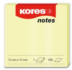 Kores Notes adeziv KORES 75x75 mm 100 file, Galben pal (KO46075)