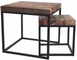 H&S Collection 2 darabos tíkfa kisasztal szett (436202) - pepita