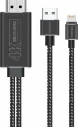 Promate MediaLink-LT HDMI 2.0 - USB 3.0/Lightning Kábel 1.8m - Fekete (MEDIALINK-LT)