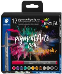 STAEDTLER Kalligrafikus rostirón készlet, 2 mm, STAEDTLER "Pigment 375", 12 különböző szín (10db/bliszt) (TS375C12)
