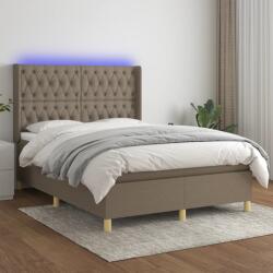vidaXL tópszínű szövet rugós és LED-es ágy matraccal 140x190cm (3139113)