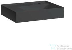Laufen Kartell By Laufen 60x46 cm-es 2 csaplyukas mosdó bal oldali polccal, speciálisan fedett lefolyóval, graphite matt H8103357588151 (H8103357588151)