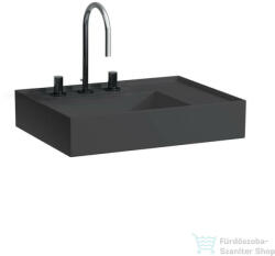 Laufen Kartell By Laufen 60x46 cm-es 3 csaplyukas mosdó jobb oldali polccal, speciálisan fedett lefolyóval, graphite matt H8103347581581 (H8103347581581)