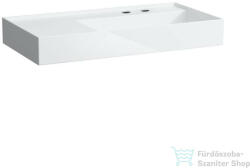 Laufen Kartell By Laufen 90x46 cm-es mosdó 2 csaplyukkal, túlfolyó nélkül, bal oldali polccal, fehér H8103390008151 (H8103390008151)