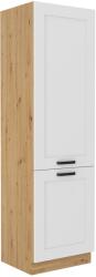 TEMPO KONDELA Dulap pentru frigider încorporabil, alb/stejar artisan, LULA 60 LO-210 2F