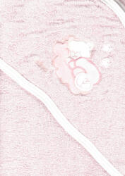 Trimex kapucnis, frottír fürdőlepedő 70*80 cm - rózsaszín alvó maci - babyshopkaposvar