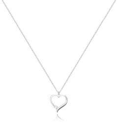 Ekszer Eshop 925 ezüst nyaklánc - szimmetrikus szív körvonala, csillogó átlátszó cirkónia