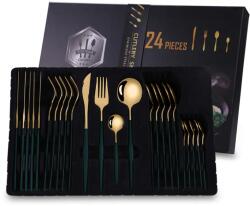 Elegant 24 darabos evőeszközkészlet-Arany/Zöld