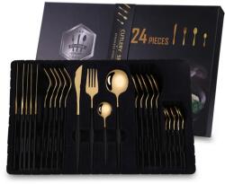  Elegant 24 darabos evőeszközkészlet-Arany/Fekete