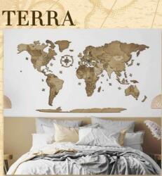 AWD Világtérkép 3D fa puzzle falitérkép 200x110 cm - terra (angol) (5999570430223)
