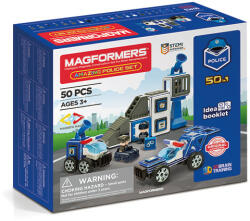 Clics Toys Joc magnetic Magformers, Uimitorul set de politie Jucarii de constructii magnetice
