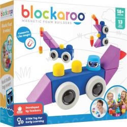 Clics Toys Set cuburi din spuma cu magnet Blockaroo, Automobil 13 piese (blockaroo_301004)