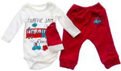Lolipop Set body, pantaloni si caciulita rosu bebelusi bumbac 0-9 luni (03092-0-3)