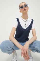 Abercrombie & Fitch pamut top sötétkék - sötétkék XS