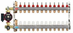  Pachet grup de amestec cu pompa Ferro 25/60, vana termostatica, distribuitor-colector 12 cai cu racord eurocon pentru incalzire in pardoseala (GM-WP/0204W/SN-RZP12S/MR-SET)