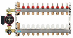 Pachet grup de amestec cu pompa Ferro 25/60, vana termostatica, distribuitor-colector 10 cai cu racord eurocon pentru incalzire in pardoseala (GM-WP/0204W/SN-RZP10S/MR-SET)