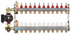  Pachet grup de amestec cu pompa Ferro 25/60, vana termostatica, distribuitor-colector 11 cai cu racord eurocon pentru incalzire in pardoseala (GM-WP/0204W/SN-RZP11S/MR-SET)