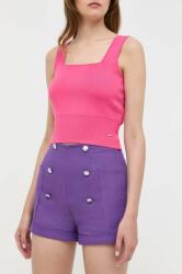Morgan pantaloni scurti femei, culoarea violet, neted, high waist PPYX-SZD0WT_45X