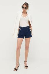 Morgan pantaloni scurti femei, culoarea albastru marin, neted, medium waist PPYX-SZD0WM_59X