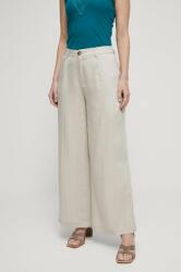 Medicine pantaloni femei, culoarea bej, lat, medium waist ZPYX-SPDA02_01X