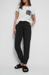 Medicine pantaloni femei, culoarea negru, fason chinos, medium waist ZPYX-SPD051_99X
