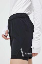 Rossignol pantaloni scurti sport femei, culoarea negru, neted, high waist PPYX-SZD0TK_99X