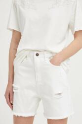 Answear Lab pantaloni scurti din bumbac culoarea alb, neted, high waist BBYX-SZD033_00X
