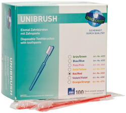  Unigloves Unibrush egyszerhasználatos fogkefe fogkrémmel 100db - narancs - fogorvosi kiszerelés
