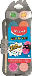 Maped Vízfesték, 12 szín, 30 mm átm/szín + ajándék ecset, MAPED (COIMA811520)