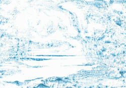  Absztrakt pöttyökkel kialakított tenger hullámaira emlékeztető minta "L" fehér és óceánkék tónus falpanel (88896112)