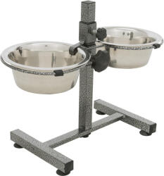 TRIXIE set de 2 boluri din otel inoxidabil cu suport in forma de H din metal (2 x 0.75 liter | ø 17 cm | Inaltime reglabila pana la 27 cm) (24920)