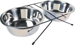 TRIXIE set de 2 castroane inox cu suport (2 x 2.8 liter | 24 cm) (24834)