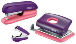 Rapid Tűzőgép, lyukasztó és kapocskiszedő szett, 10 lap, RAPID "F5 Mini", lila/barack (5000372) - bestoffice