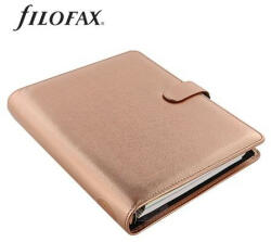 FILOFAX Kalendárium, gyűrűs, betétlapokkal, A5 méret, FILOFAX, "Saffiano Metallic", rózsaarany (FX-022572) - bestoffice