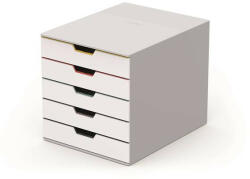 DURABLE Irattároló, műanyag, 5 fiókos, DURABLE "VARICOLOR® 5", fehér (762527) - bestoffice